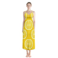 Lemon-fruits-slice-seamless-pattern Button Up Chiffon Maxi Dress by nate14shop