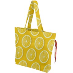 Lemon-fruits-slice-seamless-pattern Drawstring Tote Bag by nate14shop