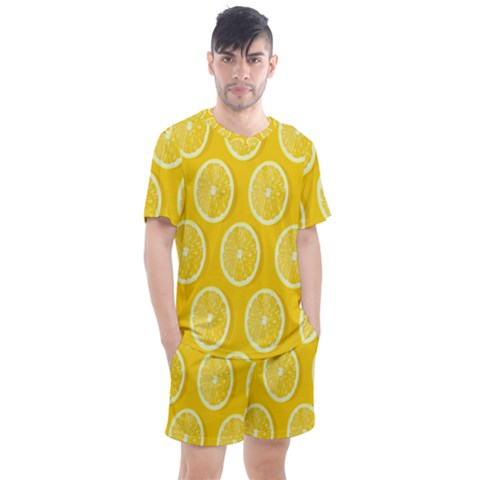 Lemon-fruits-slice-seamless-pattern Men s Mesh Tee And Shorts Set by nate14shop