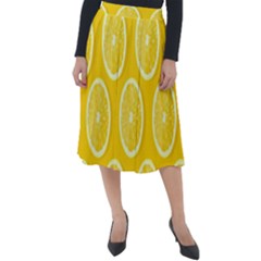 Lemon-fruits-slice-seamless-pattern Classic Velour Midi Skirt  by nate14shop