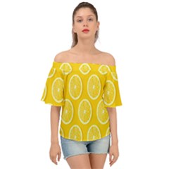 Lemon-fruits-slice-seamless-pattern Off Shoulder Short Sleeve Top by nate14shop