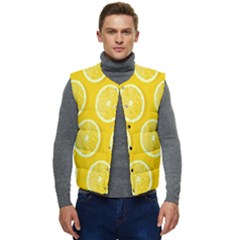 Lemon-fruits-slice-seamless-pattern Men s Short Button Up Puffer Vest	 by nate14shop