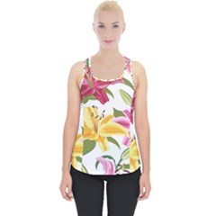 Lily-flower-seamless-pattern-white-background 001 Piece Up Tank Top by nate14shop