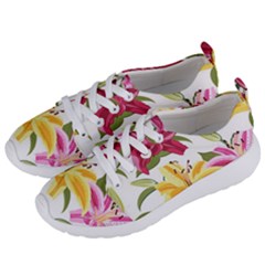 Lily-flower-seamless-pattern-white-background 001 Women s Lightweight Sports Shoes by nate14shop