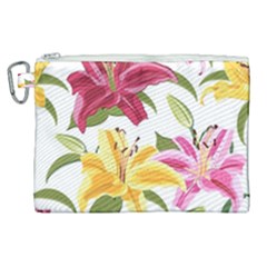 Lily-flower-seamless-pattern-white-background 001 Canvas Cosmetic Bag (xl) by nate14shop