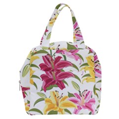 Lily-flower-seamless-pattern-white-background 001 Boxy Hand Bag by nate14shop