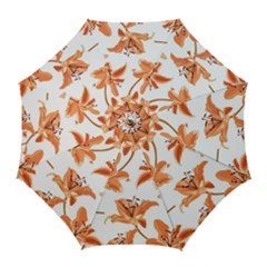 Lily-flower-seamless-pattern-white-background Golf Umbrellas by nate14shop