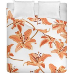 Lily-flower-seamless-pattern-white-background Duvet Cover Double Side (california King Size) by nate14shop