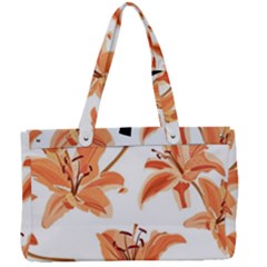 Lily-flower-seamless-pattern-white-background Canvas Work Bag