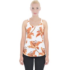 Lily-flower-seamless-pattern-white-background Piece Up Tank Top by nate14shop