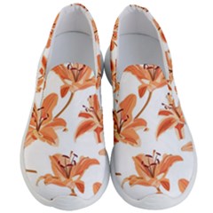 Lily-flower-seamless-pattern-white-background Men s Lightweight Slip Ons by nate14shop