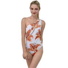 Lily-flower-seamless-pattern-white-background To One Side Swimsuit by nate14shop