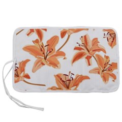 Lily-flower-seamless-pattern-white-background Pen Storage Case (l) by nate14shop