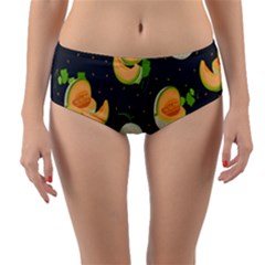 Melon-whole-slice-seamless-pattern Reversible Mid-waist Bikini Bottoms