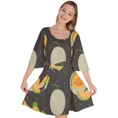 Melon-whole-slice-seamless-pattern Velour Kimono Dress