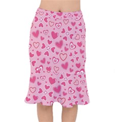 Scattered-love-cherry-blossom-background-seamless-pattern Short Mermaid Skirt