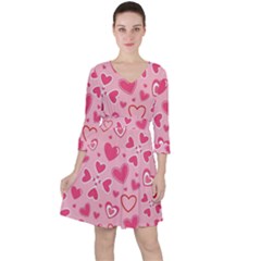 Scattered-love-cherry-blossom-background-seamless-pattern Quarter Sleeve Ruffle Waist Dress