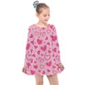 Scattered-love-cherry-blossom-background-seamless-pattern Kids  Long Sleeve Dress View1