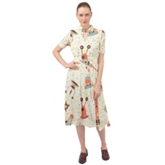 Seamless-background-with-spaceships-stars Keyhole Neckline Chiffon Dress by nate14shop