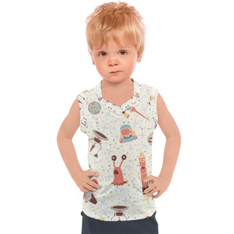 Seamless-background-with-spaceships-stars Kids  Sport Tank Top by nate14shop