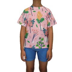 Seamless-floral-pattern 001 Kids  Short Sleeve Swimwear