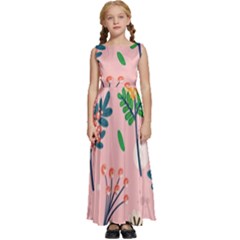 Seamless-floral-pattern 001 Kids  Satin Sleeveless Maxi Dress by nate14shop