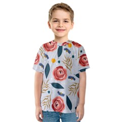 Seamless-floral-pattern Kids  Sport Mesh Tee