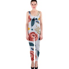 Seamless-floral-pattern One Piece Catsuit by nate14shop