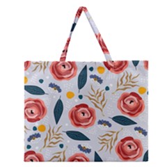 Seamless-floral-pattern Zipper Large Tote Bag by nate14shop