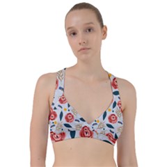 Seamless-floral-pattern Sweetheart Sports Bra by nate14shop