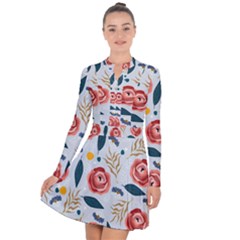 Seamless-floral-pattern Long Sleeve Panel Dress by nate14shop