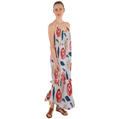 Seamless-floral-pattern Cami Maxi Ruffle Chiffon Dress by nate14shop