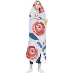 Seamless-floral-pattern Wearable Blanket by nate14shop