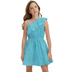 Seamless-pattern Kids  One Shoulder Party Dress