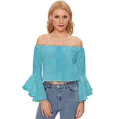 Seamless-pattern Off Shoulder Flutter Bell Sleeve Top by nate14shop