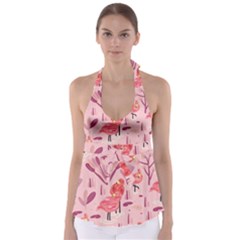 Seamless-pattern-with-flamingo Babydoll Tankini Top by nate14shop