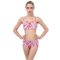 Seamless-pattern-with-flamingo Layered Top Bikini Set by nate14shop