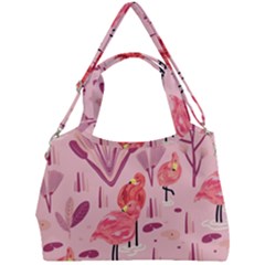 Seamless-pattern-with-flamingo Double Compartment Shoulder Bag by nate14shop