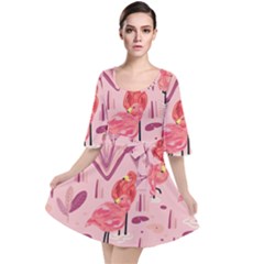 Seamless-pattern-with-flamingo Velour Kimono Dress