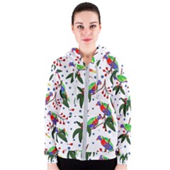 Seamless-pattern-with-parrot Women s Zipper Hoodie by nate14shop