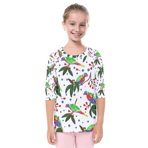 Seamless-pattern-with-parrot Kids  Quarter Sleeve Raglan Tee by nate14shop