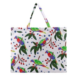 Seamless-pattern-with-parrot Zipper Large Tote Bag by nate14shop