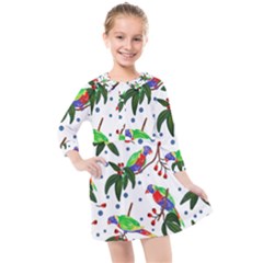 Seamless-pattern-with-parrot Kids  Quarter Sleeve Shirt Dress by nate14shop