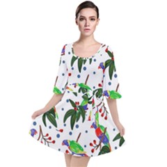 Seamless-pattern-with-parrot Velour Kimono Dress