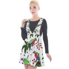 Seamless-pattern-with-parrot Plunge Pinafore Velour Dress