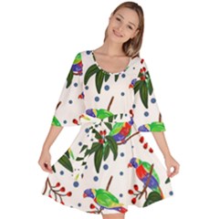 Seamless-pattern-with-parrot Velour Kimono Dress