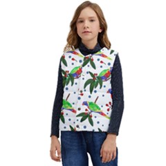 Seamless-pattern-with-parrot Kid s Short Button Up Puffer Vest	