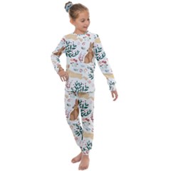 Seamless-pattern-with-rabbit Kids  Long Sleeve Set  by nate14shop