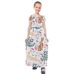 Seamless-pattern-with-rabbit Kids  Short Sleeve Maxi Dress by nate14shop