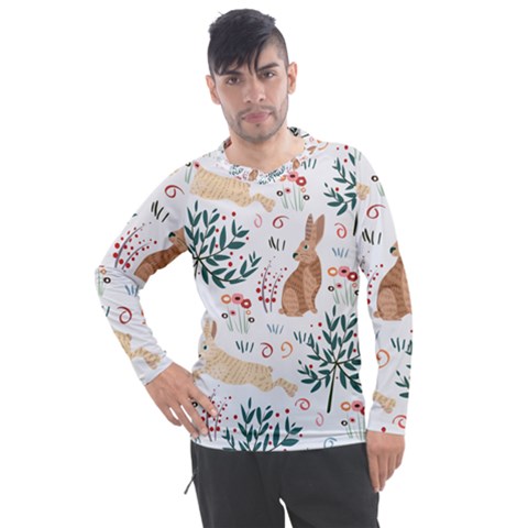 Seamless-pattern-with-rabbit Men s Pique Long Sleeve Tee by nate14shop
